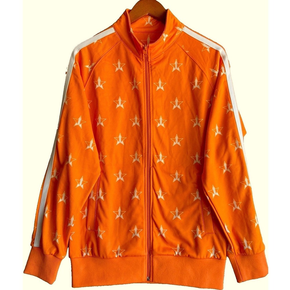 Jeffree Star Cosmetics Orange Star Logo Track Jacket Mens M Full Zip Striped